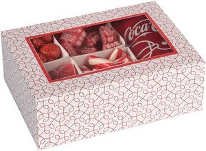 <strong>Red</strong> Colored Versatile Bakery <strong>Boxes</strong> with Window and Six Sections Perfect for Sharing Snacks and Cookies