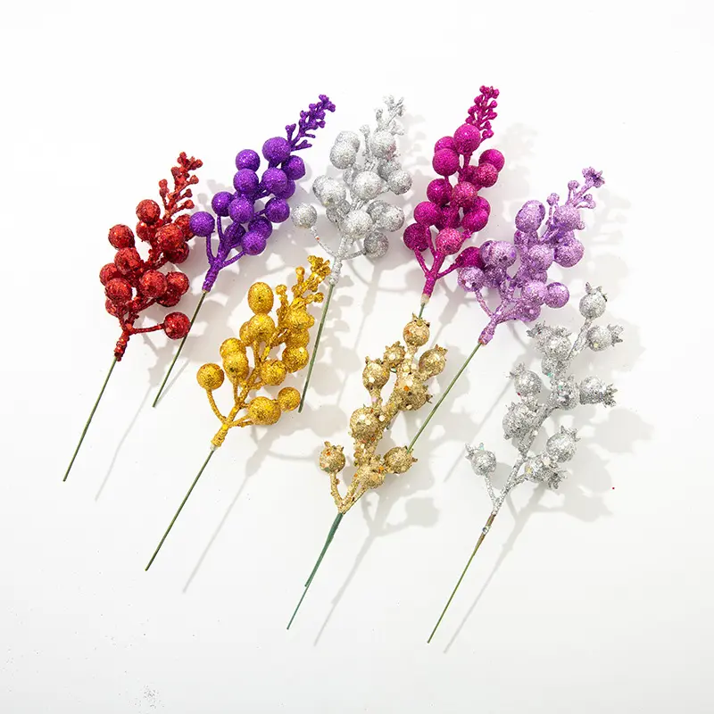 Luvas de espuma dourada para decoração, conjunto de flores artificiais em 15 cabeças