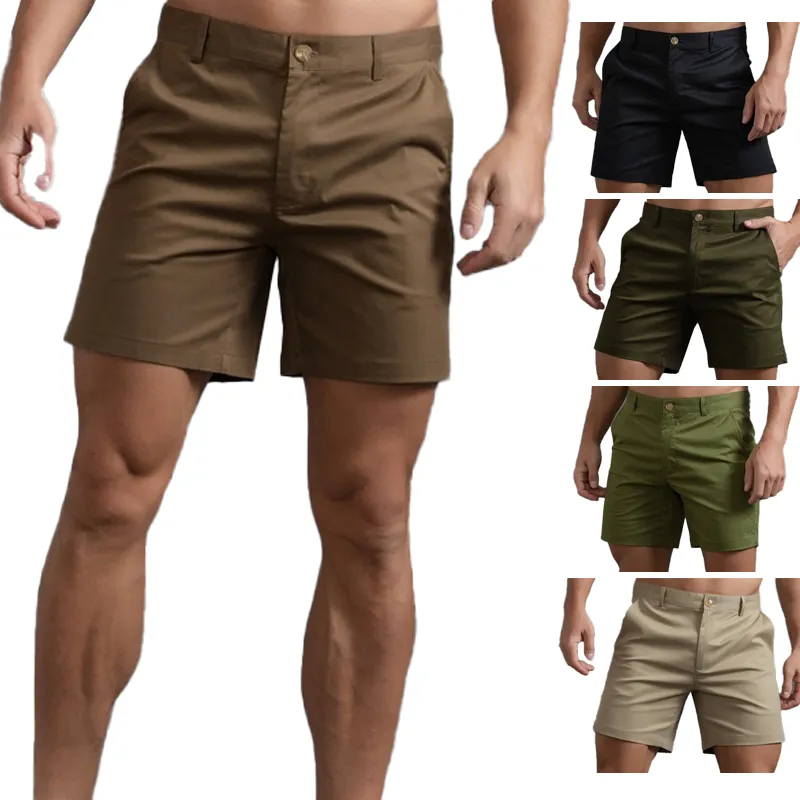 Algodão Sarja Bermuda Calças Curtas Plus Size Shorts dos homens de Verão Casual Cor Sólida Chino Shorts Para Homens