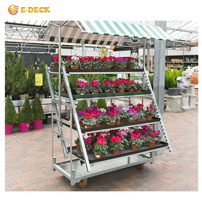 Invernadero exterior para guardería, invernadero móvil para plantas, semillas, enrutador, carritos de flores holandesa con ruedas