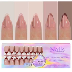 X-Coat 150PCS High Full Cover ABS Material Artificial Finger <strong>Tips</strong> Square French <strong>Tip</strong> Press-on Manicure Nails 5 Colors Long <strong>Tips</strong> - Product Image 3