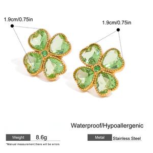 Yeni Trend dört yapraklı yonca saplama küpe kadınlar aşk tasarım mizaç moda takı zirkon kalp küpe - Product Image 5
