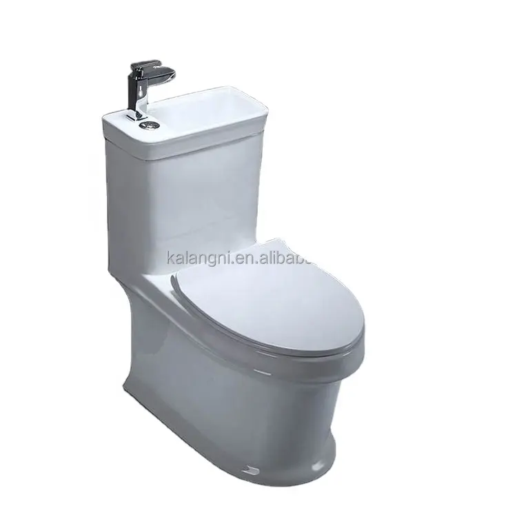 Fournisseur Salle de bain Armoire à eau blanche de haute qualité Toilettes sanitaires Bassin combiné Toilettes en céramique avec lavabo sur le dessus