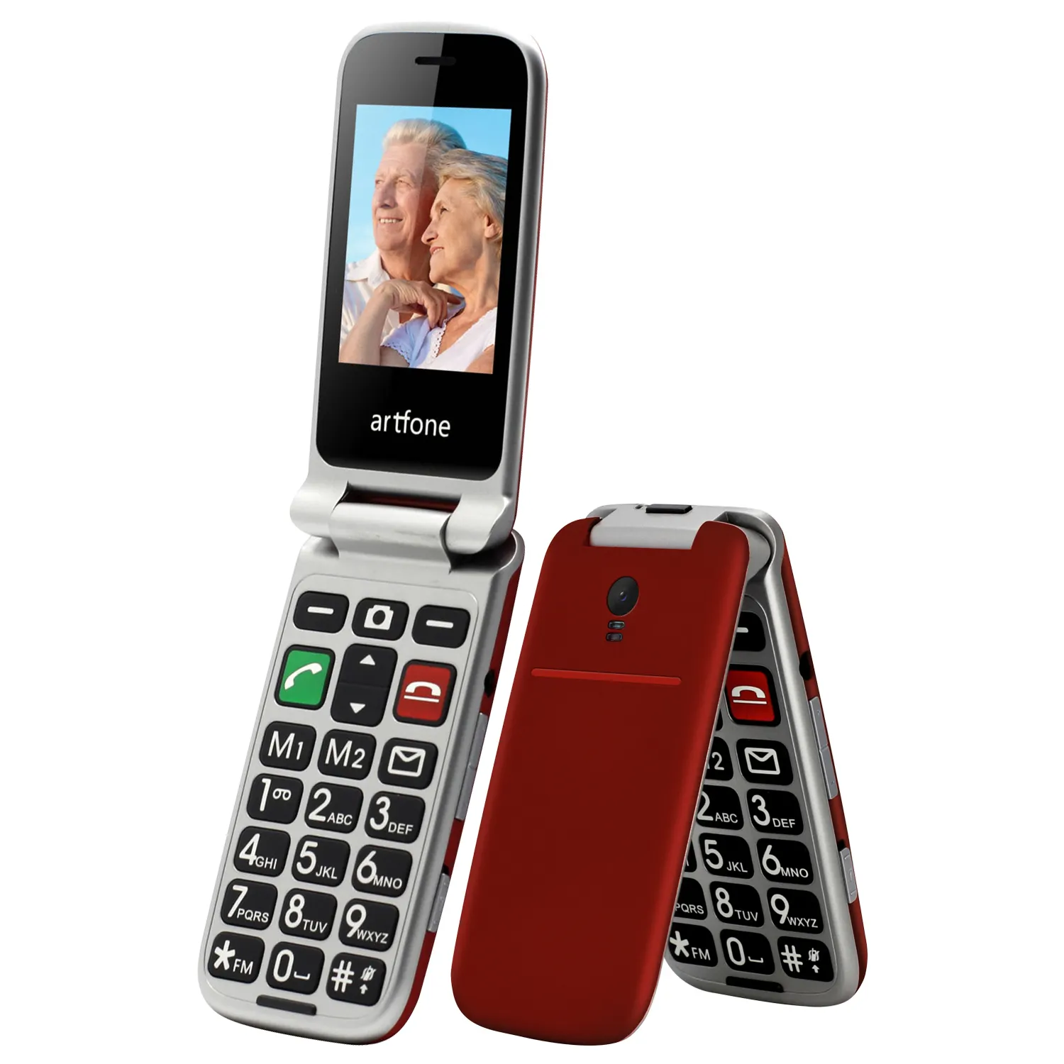 OEM artfone CF241A Big Fonts 2G teléfonos móviles para personas mayores 2,4 pulgadas pantalla SOS botón de llamada de emergencia Flip teléfono botón teléfono
