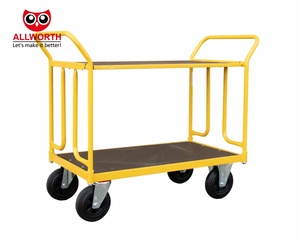 Hot Sale High Quality Wholesale <strong>3</strong>-Tier Wire Mesh Cart <strong>Trolley</strong> for Warehouse Transportation - Product Image 5