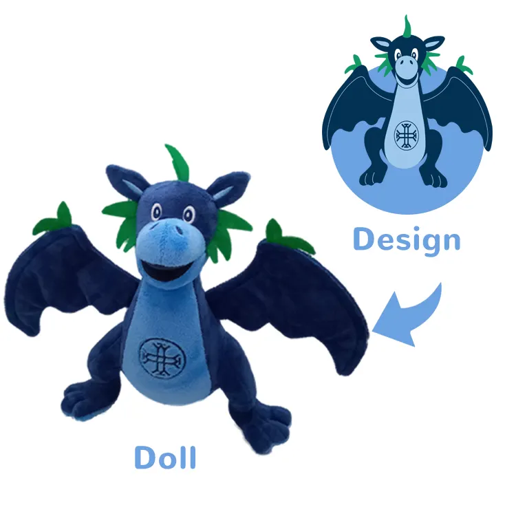 Promocional personalizado Animal de peluche muñecas de juguete personaje oso de peluche dragón de peluche de juguete