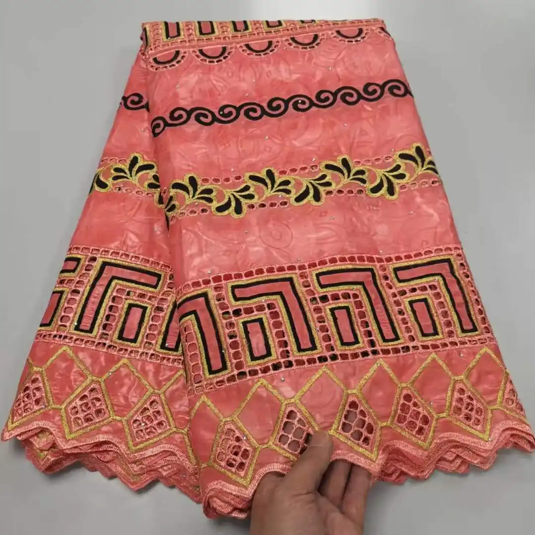Bazin-tela africana de encaje para vestido, tela Bazin africano para boda, bordado de encaje suizo de algodón, venta al por mayor