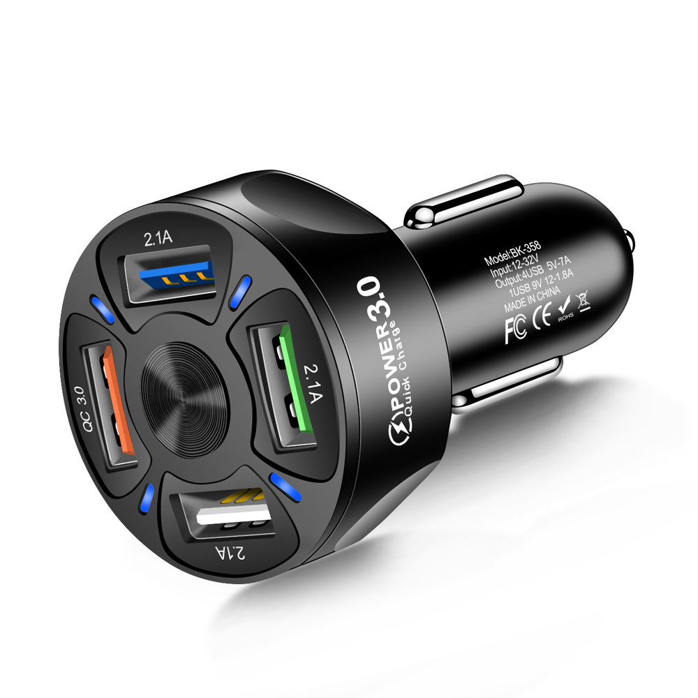 Qc3.0 4 porte caricabatterie auto veloce Nero