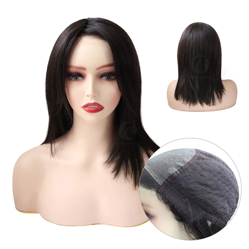 שיער טבע MT12 דגם 9 אינץ ארוך שיער נשים פאה תחרה מול מונו למעלה בינוני גודל פאה מתכוונן צדדים בחזרה