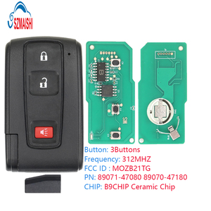 Szmaishi กุญแจรถรีโมท312MHz MOZB21TG FCC 89071-47080กุญแจรถรีโมท89070 47180 3ปุ่มสำหรับกุญแจรถอัจฉริยะ2004-2009 Toyota Prius - Product Image 1