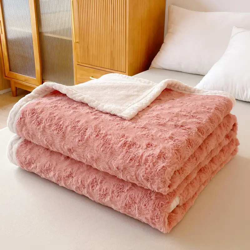 Private label warm fluffy chunky thick blanket for adult sleeping bedding