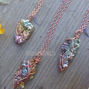 NM26413 Trang Sức Vòng Cổ Pha Lê Trang Sức Bismuth Vòng Cổ Cầu Vồng Bismuth Pha Lê Dây Bọc Trong Đồng Nguyên Chất Mặt Dây Chuyền Vòng Cổ - Product Image 2