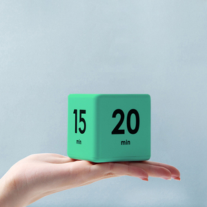Grüner digitaler Schreibtisch Pomodoro Cube Timer LED-Anzeige Rotierender kubischer quadratischer Block Flip Küchen timer