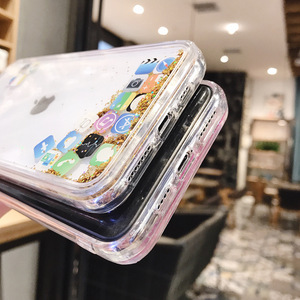 Lỏng Long Lanh Cứng Năng Động Quicksand Bìa Dễ Thương App Biểu Tượng Vỏ Điện Thoại Cho iPhone 6S 7 8 Plus X XR 12 11 Pro Max Trường Hợp - Product Image 4