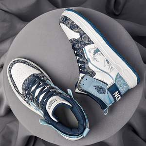 Quick Shipment Force Sports Trend High Top Casual Sneakers for Men Korean Version Large Size Youth Student Version Winter Mesh
