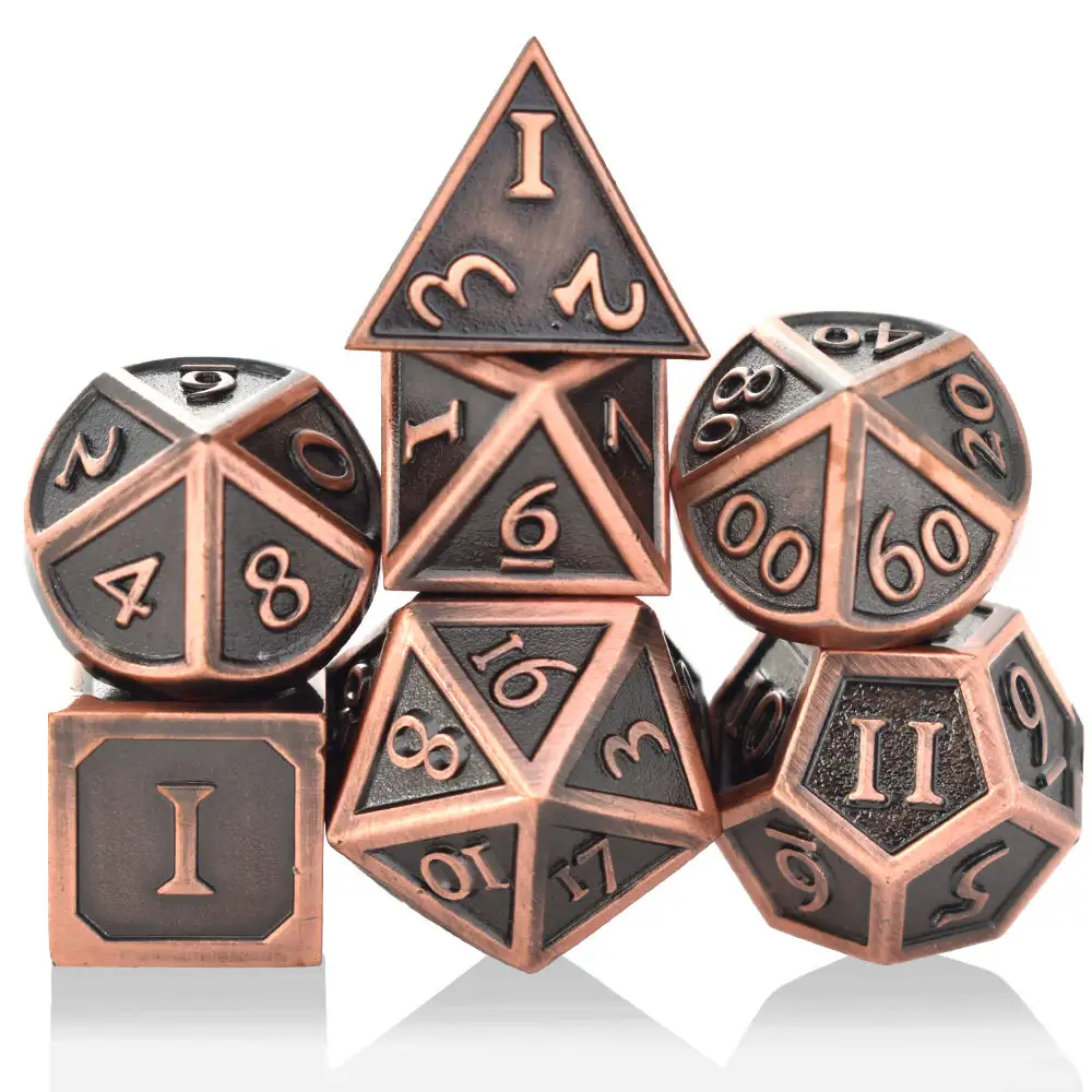 Genus Dungeons & Dragons DND Multiplayer Dice para Massively Board Games personalizado 7-Piece Metal Solid Dice Set