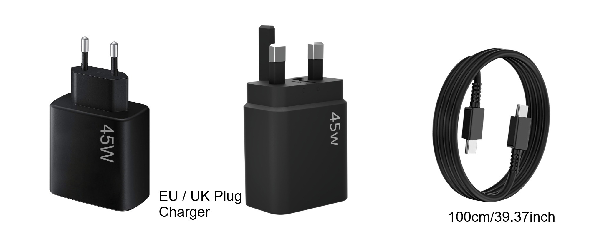 Cargador negro / cargador + cable de 1 metro