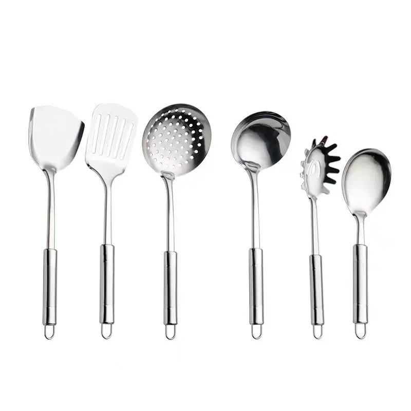 Neues Produkt modernes Heimkochwerk Wok hochwertiges Griff-Kochwerkzeug 6 Stück Küche Edelstahl-Waren