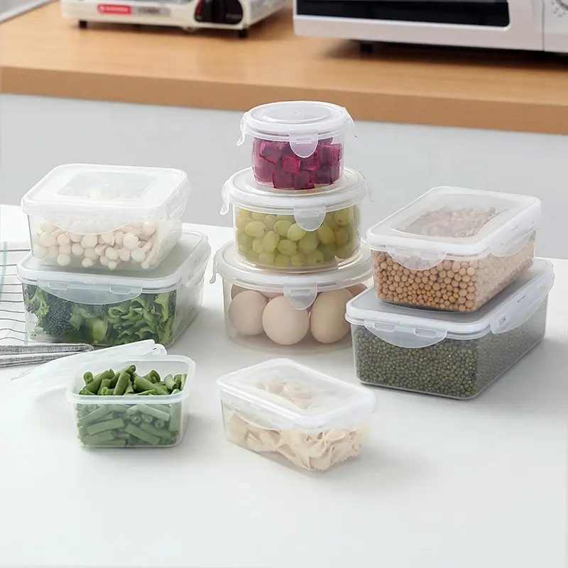 100% Lebensmittel qualität Kunststoff Lebensmittel behälter mit Deckel Set Umwelt freundliche runde Lebensmittel behälter Box für Obst