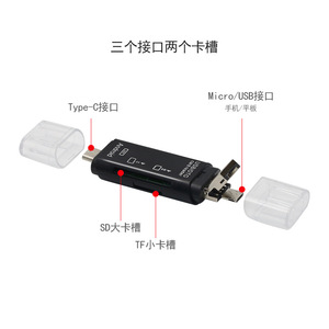 C型和微型USB OTG卡适配器3合1 usb-c读卡器闪存棒TF手机电脑读取插头 - Product Image 5