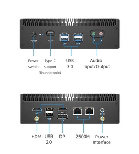 Mini PC 12th Core I3i5i7 Baremetal HD DP Thunderbolt4 Memory 64G DDR4 Black Fanless I3 I5 I7 Desktop <strong>Computer</strong> <strong>LINUX</strong> - Product Image 6