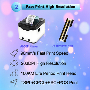 Aixw เครื่องพิมพ์ฉลากร้านชานมเครื่องพิมพ์ฉลากความร้อนขนาด2นิ้วพิมพ์ข้อความด้วยม้วนกระดาษความร้อน - Product Image 5