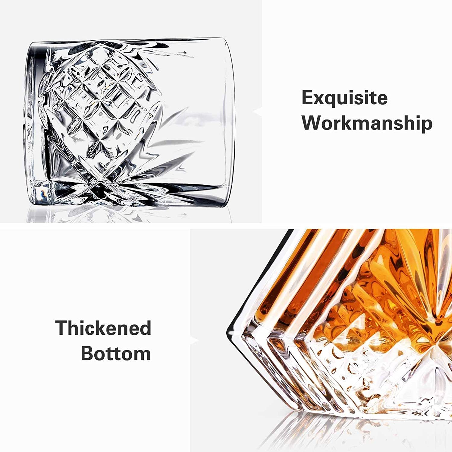 Whiskey Decanter Set with 4 Glasses(11 OZ) 17 OZ Crystal Decanter