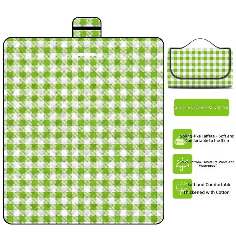 Green and white checkered ultrasonic picnic mat