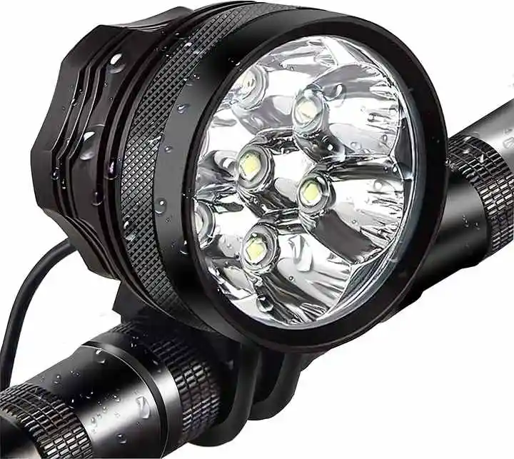 Feux de vélo, phare de vélo étanche, phares de vélo super lumineux 10000 lumens 7LED, avec batterie rechargeable 9000mAh