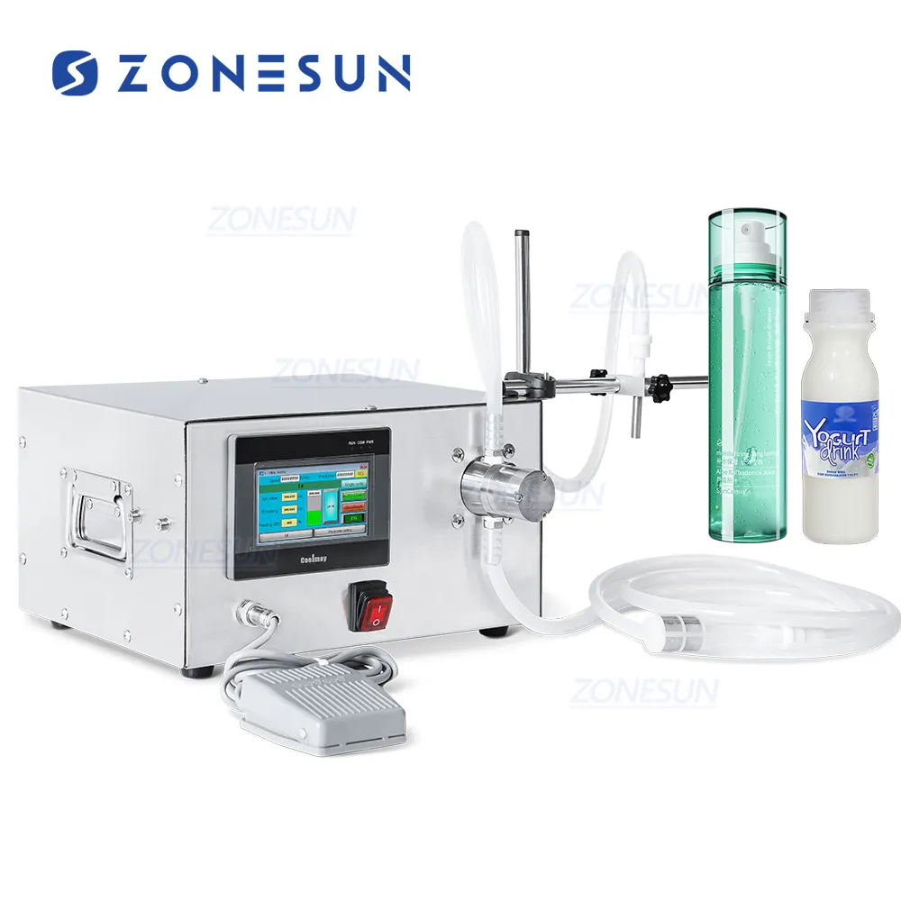 ZONESUN-bomba magnética de un solo cabezal ZS-MPZ1, máquina de llenado de botellas de líquido y aceite esencial para bebidas y zumo