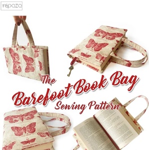 <strong>Book</strong> Bag Tutorial and PDF <strong>Pattern</strong> <strong>Book</strong> Cover Make for Any Size of <strong>Book</strong> - Product Image 6