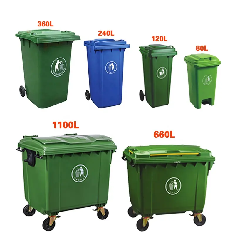 30L/70L/100L/120L 360 240 660 1100 litri all'aperto pattumiera industriale pattumiera plastica bidoni dei rifiuti