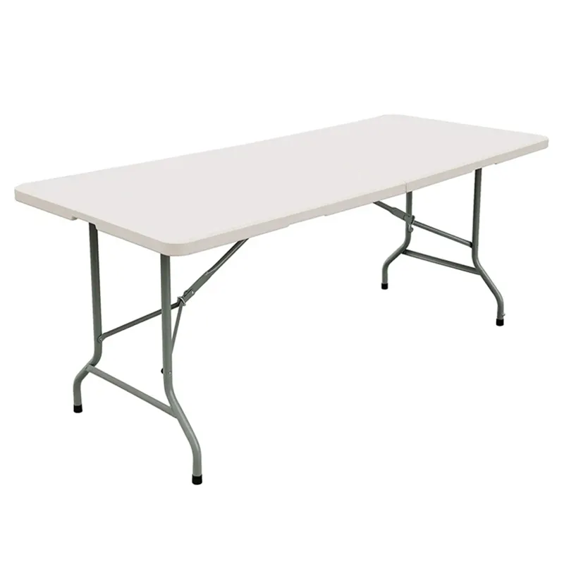 Mesa de plástico HDPE rectangular para Picnic, mesa portátil plegable de fácil transporte para eventos y fiestas al aire libre, jardín y comedor de pvc, color blanco