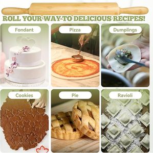 Cổ Điển Gỗ Cán Pin Với Xử Lý Chuyên Nghiệp Bột Con Lăn Cho Nhà Bánh Pizza Pastry Pasta Bánh Mì Cookie Nấu Ăn - Product Image 6