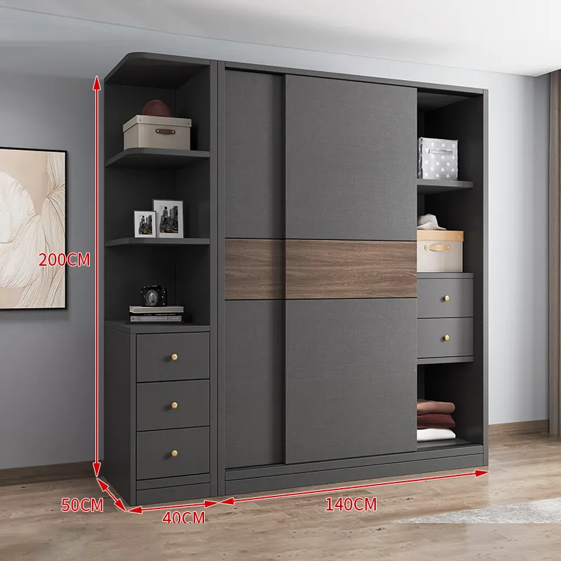 Дешевая простая деревянная мебель для спальни, ширина 1,4 м, индивидуальный гардероб, шкаф