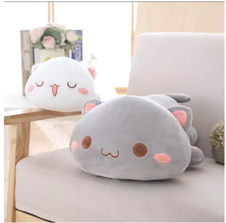 Kawaii Liegende Kat Knuffels Gevulde Schattige Kattenpop Mooie Dierenkussen Zacht Cartoon Kussen Kind Kerstcadeau