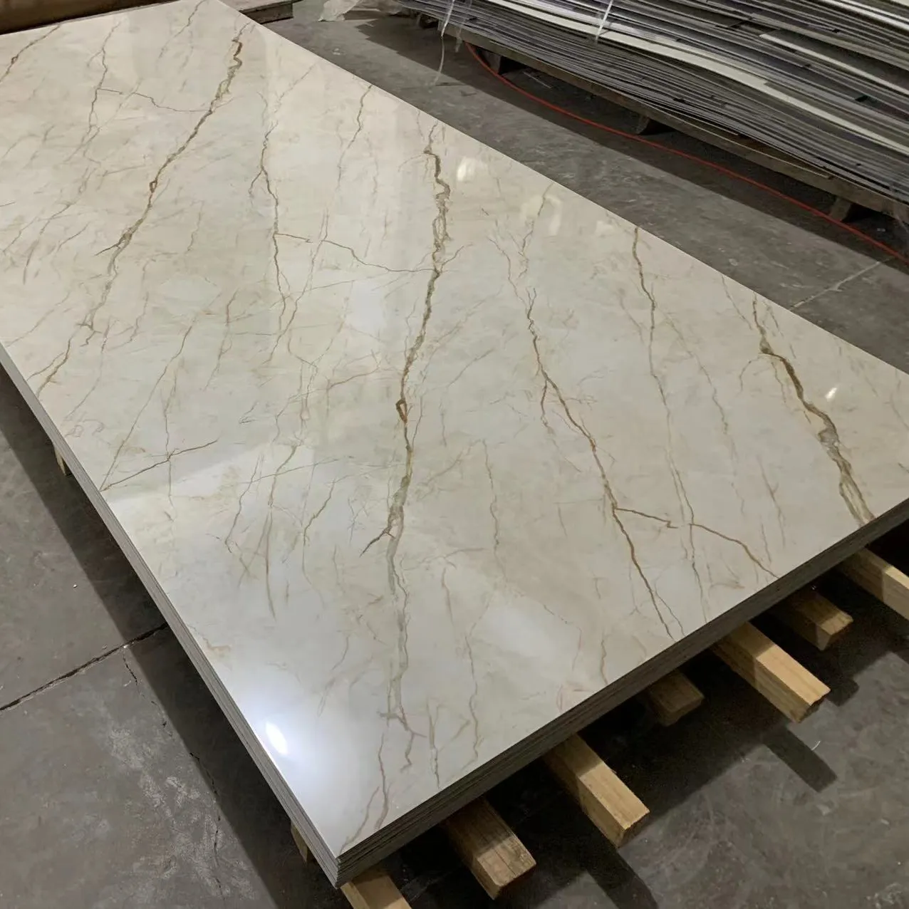 Best quality high glossy waterproof living room marble laminate sheet pvc