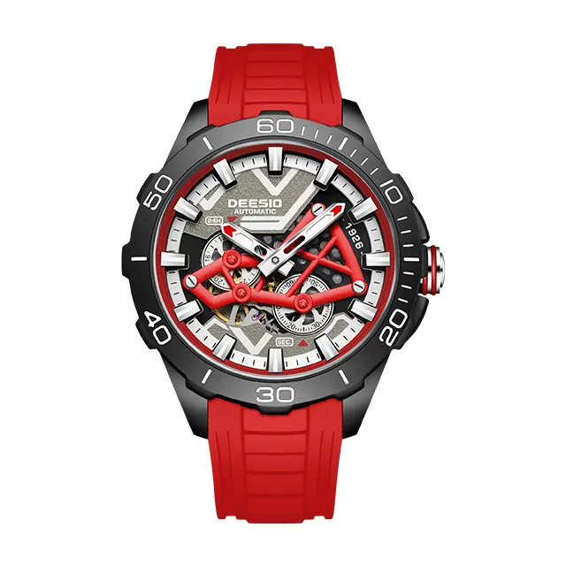 Роскошные спортивные модные механические часы с автоматическим указателем водонепроницаемые полые часы с турбийоном для мужчин с индивидуальным логотипом