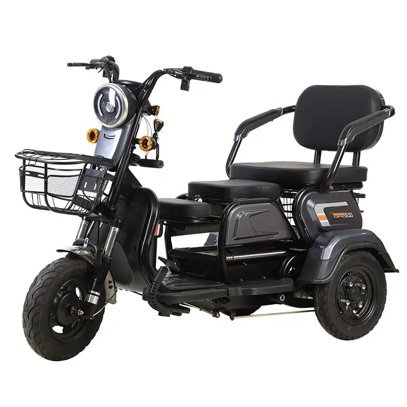 Sepeda roda tiga listrik 60V 600W, sepeda listrik tiga roda penumpang sepeda motor roda tiga