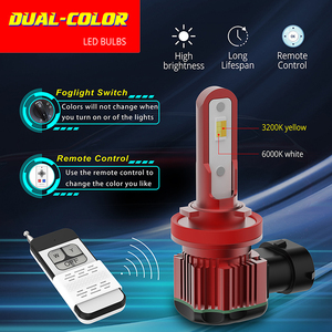 ไฟตัดหมอก LED สีคู่ H7 พร้อมรีโมทคอนโทรล สีขาวและสีเหลือง - Product Image 4