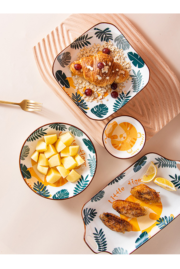 Dinner Set Plate Ceramic Porcelain Floral Tiger Design Luxury Cheap Wholesale Dishes Plates Sets Dinnerware