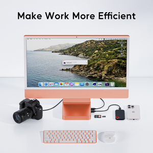 Pulwtop ฮับ USB C สำหรับ I-Mac 24นิ้ว2021/2023/2024ฮับ iMac พร้อม USB c/ A 10Gbps, sd/tf รองรับการขยาย M.2 SSD (ไม่รวม)