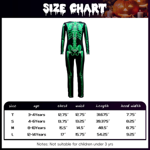 ชุดวันซี่โครงกระดูกเรืองแสงในที่มืดสำหรับเด็กผู้ชายชุดคอสเพลย์ฮาโลวีนพร้อมหน้ากากและถุงมือสำหรับเด็กกลุ่มอายุรวมกระโปรง - Product Image 6