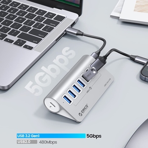 Taşınabilir alüminyum alaşım ORICO 7-Port USB 3.2 Gen1 süper hızlı USB hub 5Gbps sabit diskler yazıcı kullanımı için - Product Image 2