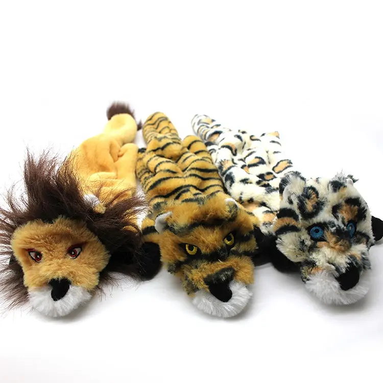 Hot Selling Tiger Lion Leopard Shape Pet Dog Toys Soft Dog Cat Teeth Grinding Puppy Chew Plush Pet Toys Juguetes para mascotas