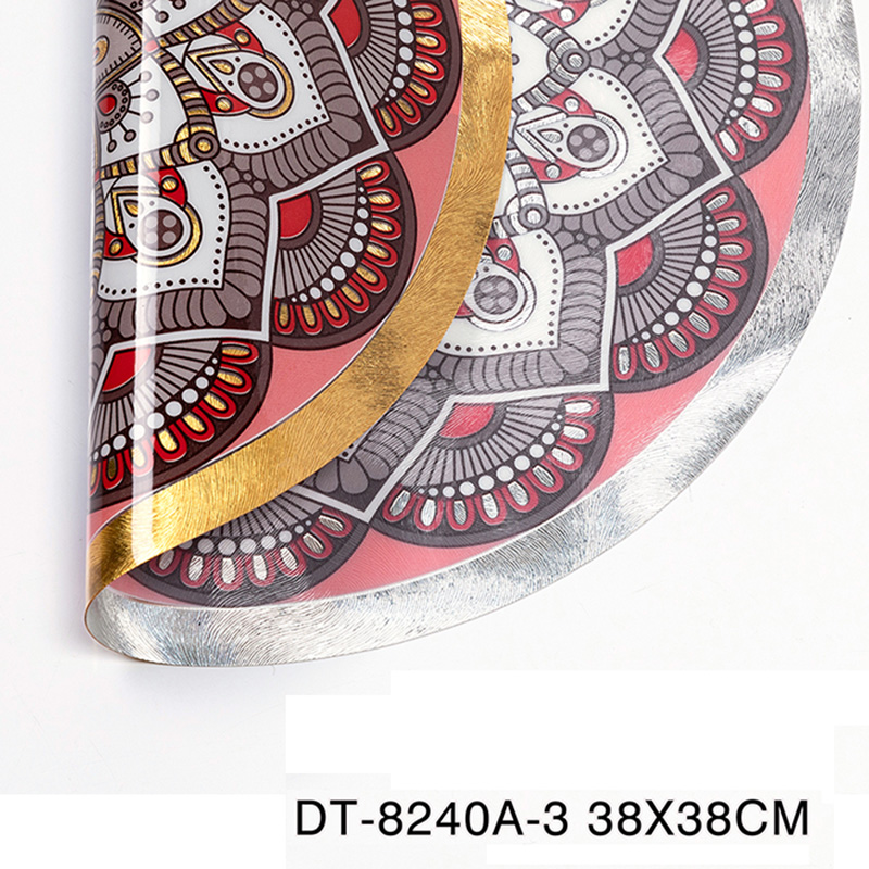 Bohemian Eco-friendly Waterproof Gold Vinyl PVC Round Placemats