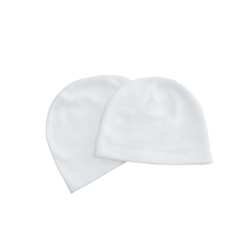 Chapeau de bébé nouveau-né blanc mignon en gros Chapeaux de bébé nouveau-né en polyester vierge de sublimation personnalisée