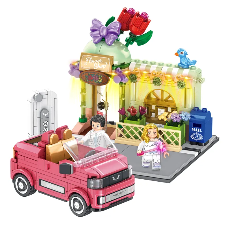 لعبة قطع بناء صغيرة للأطفال Panlos Wuling Mini المعتمدة 685001-4 طراز Street View Convertible Car للبيع بالجملة