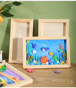 2024 tinh tế gỗ rắn siêu nhẹ đất sét tác phẩm nghệ thuật hiển thị Khung vật liệu thủ công trẻ em vẽ khung gỗ - Product Image 3