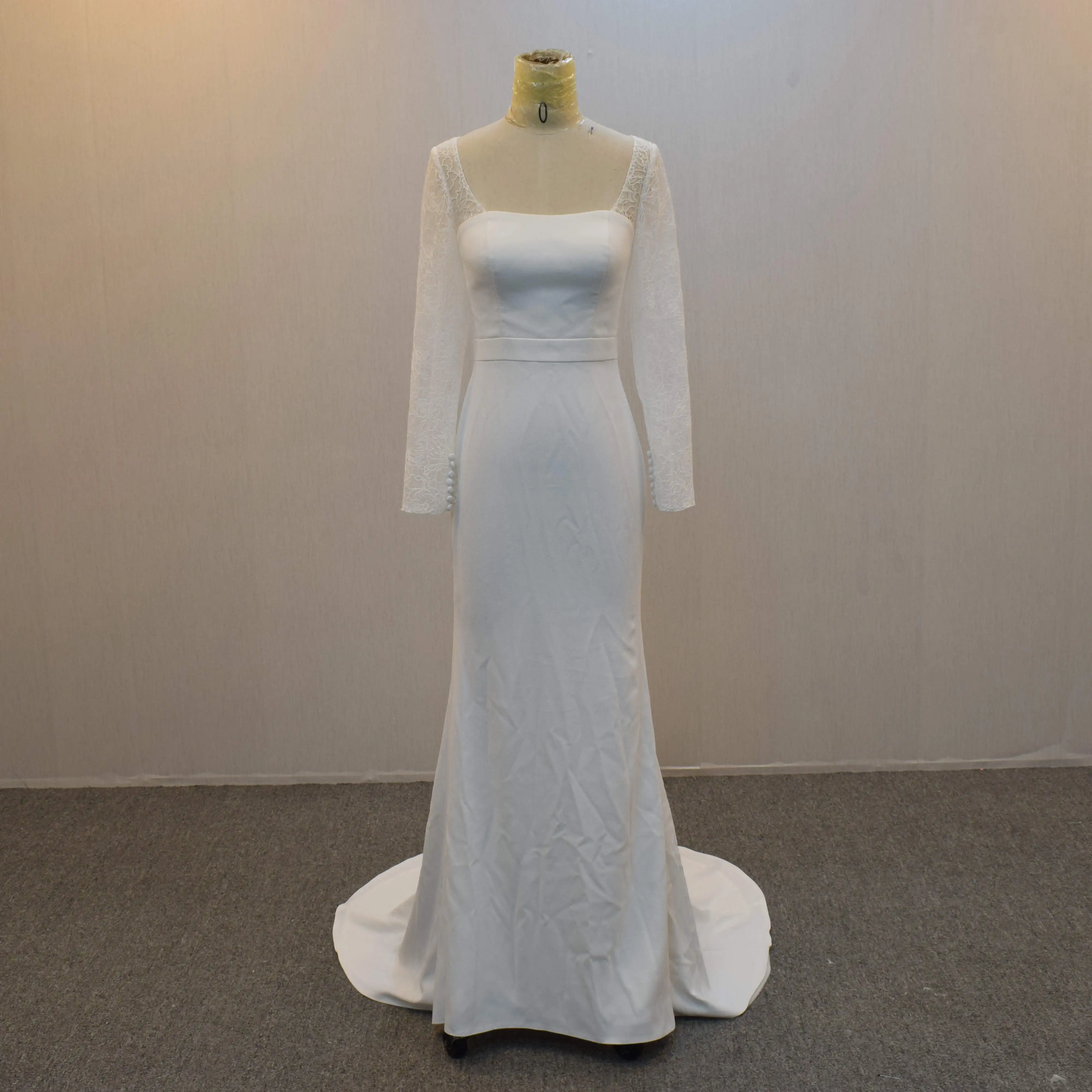 Vestido de novia con cinturón ancho y botones en la espalda, corsé transparente de diseño de ashion